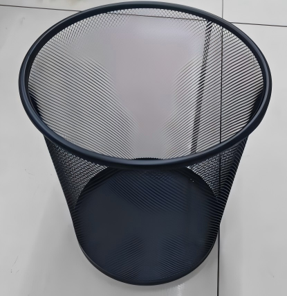 欣艺网格黑色垃圾桶 直径26cm 高28cm